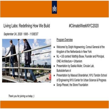 Living Labs Roundtable NYC Climate Week 2020/ Part 1 of 2