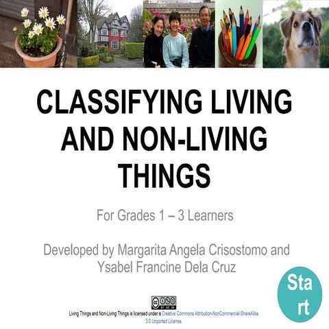 Living things and non living things learning object