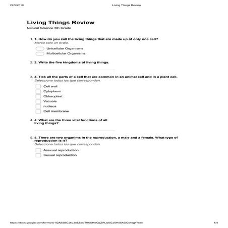 Living things Review