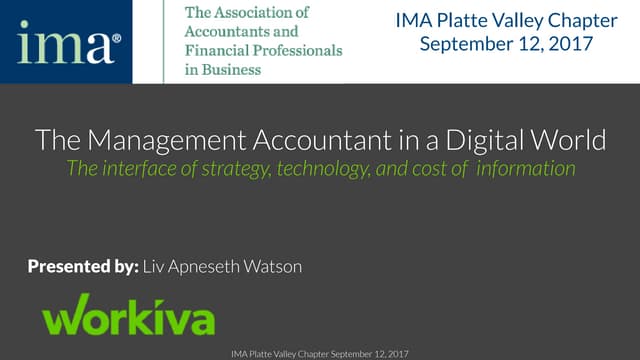 The Management Accountant in a Digital World  The interface of strategy, tech...
