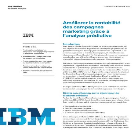 Livre blanc : Améliorer la rentabilité des campagnes marketing grâce à l’analyse prédictive
