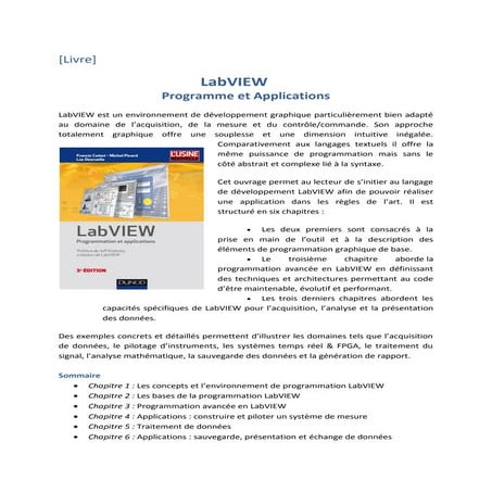 Livre LabVIEW avec une introduction à LabVIEW NXG | DOCX
