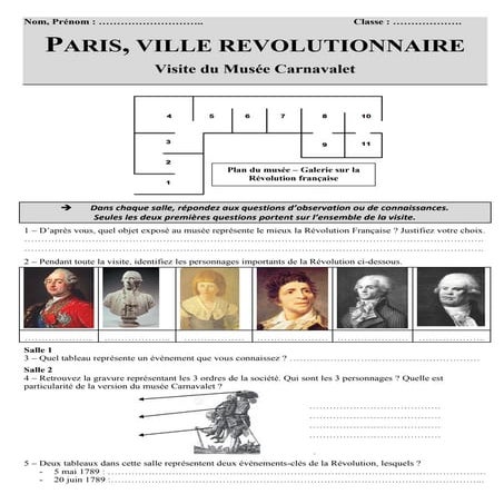 Livret pour la visite du musée Carnavalet