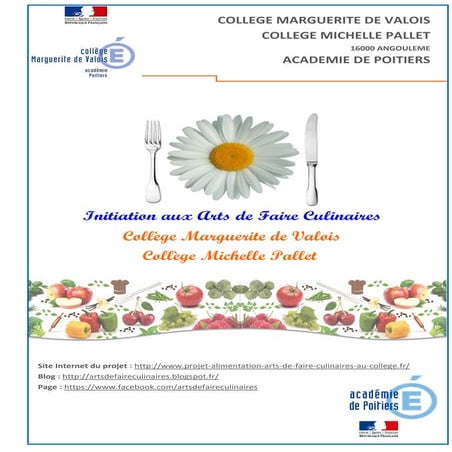Livret présentation projet AFCC Arts de Faire Culinaires au Collège 2015
