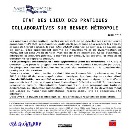 Etat des lieux des pratiques collaboratives sur Rennes métropole