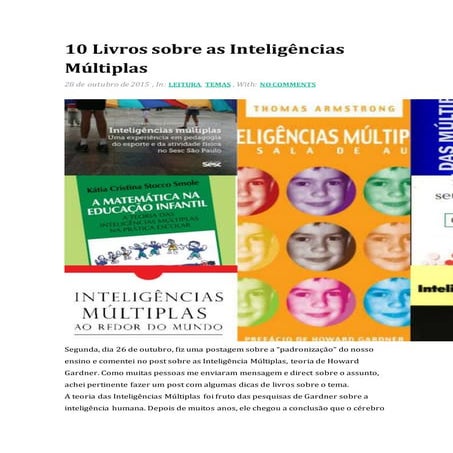 Livros sobre inteligências multiplas