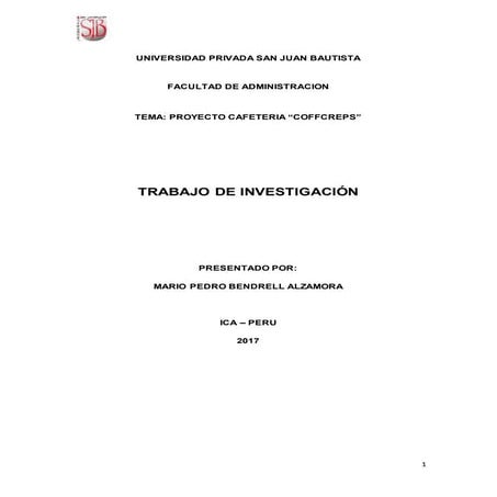 PROYECTO DE INVERSION CAFETERIA COFFCREPS