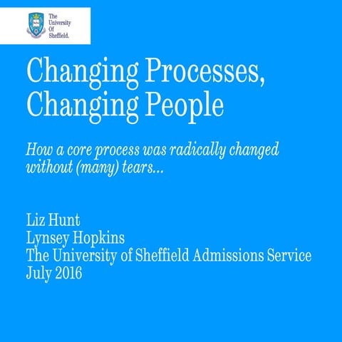 Changing Processes Changing People - Liz Hunt and Lynsey Hopkins, University ...