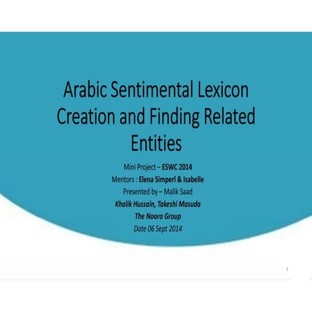 Arabic Sentiment Lexicon - ESWC SSchool 14 - Student project