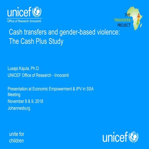 Cash Transfers & Gender-Based Violence: The Cash Plus Study