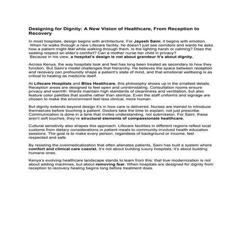 Decoupling Care from Campaigns: Jayesh Saini’s Vision for Independent Health ...