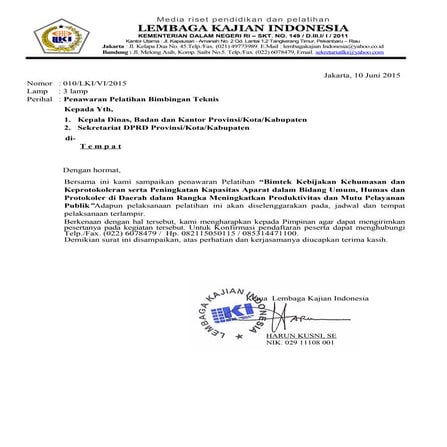 Lki surat kehumasan dan protokoler baru 2015