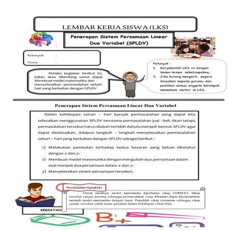 LKS Penerapan Sistem Persamaan Linear Dua Variabel (SPLDV) SMP Kelas VIII