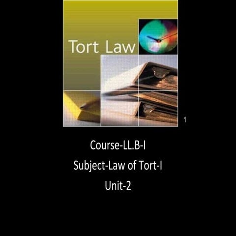 Ll.b i lot u 2 elements of tort | PPT