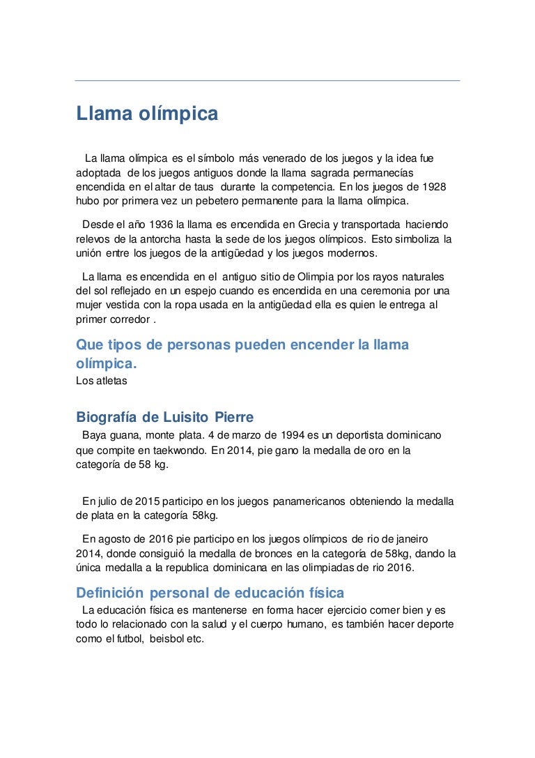 Llama olímpica trabajo