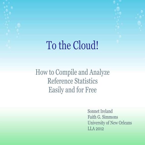 To the Cloud! How to Compile and Analyze Reference Statistics Easily and for ...