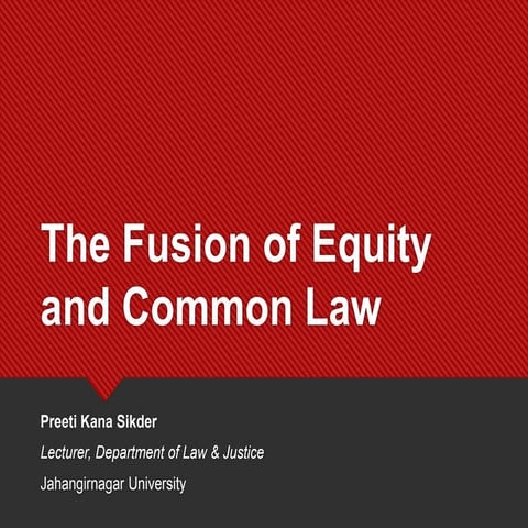 Fusion of Equity and Common Law