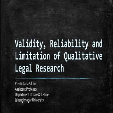 Validity and Reliability in Qualitative Legal Research