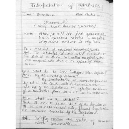 LLB LAW NOTES ON INTERPRETATION OF STATUTES