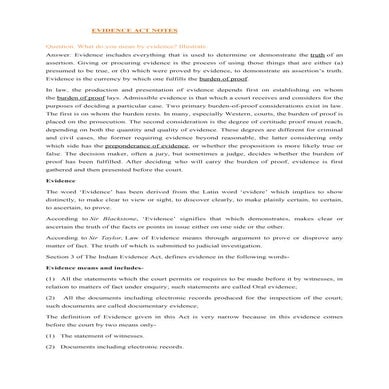 LLB LAW NOTES ON LAW OF EVIDENCE