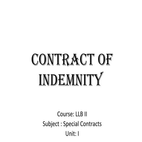 Llb sc u 1.1 indemnity contract