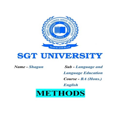 Methods of teaching a Language assignment of LLE .docx