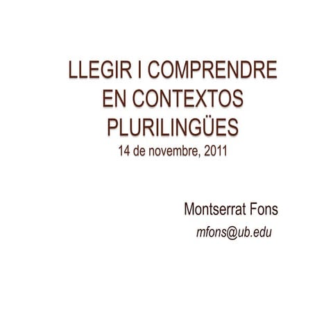 Llegir i comprendre en contextos plurilingües
