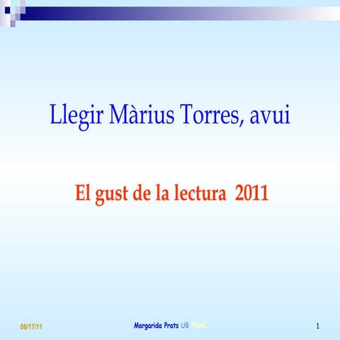 Llegir Màrius Torres, avui