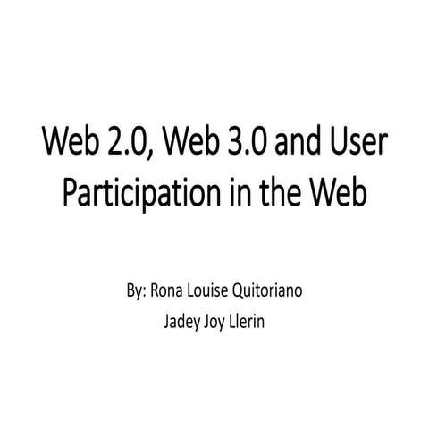 WEB 2.0, WEB 3.0 AND USER PARTICIPATION IN THE WEB