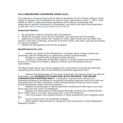 Librarians Licensure Exam Tips