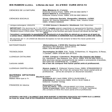 Llibres 2 n. eso 2012 13