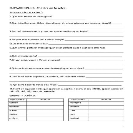 El llibre de la selva - activitats capítol 3