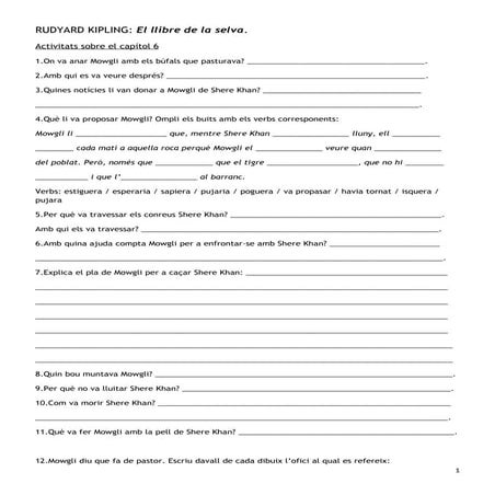 El llibre de la selva - activitats capítol 6