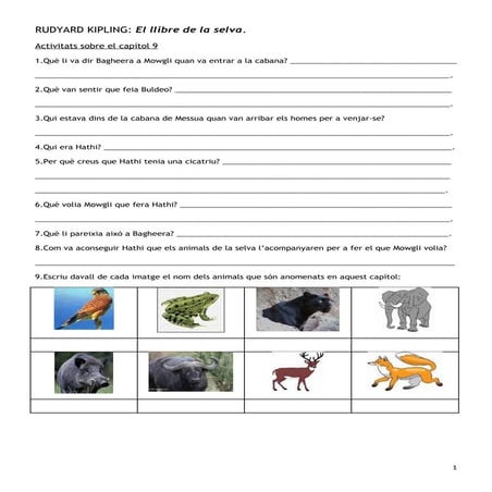 El llibre de la selva - activitats capítol 9