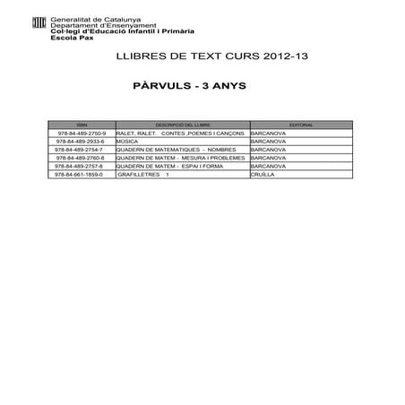 Llibres text 2012-13 