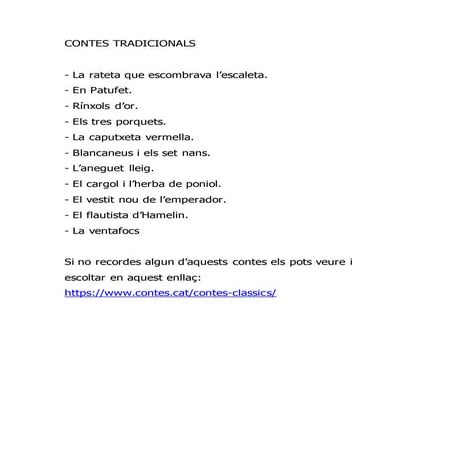 Llista contes tradicionals