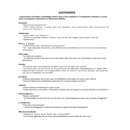 Llistat de Llatinismes