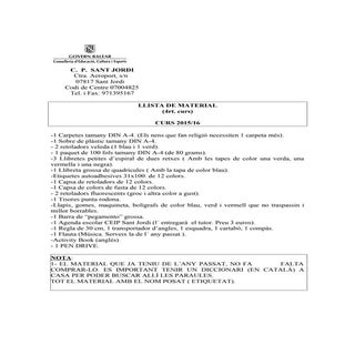 Llistat material 3r i 4t (15 16)