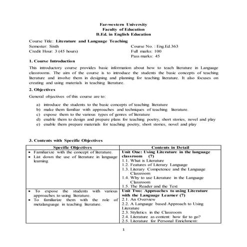 Lliterature and language teaching