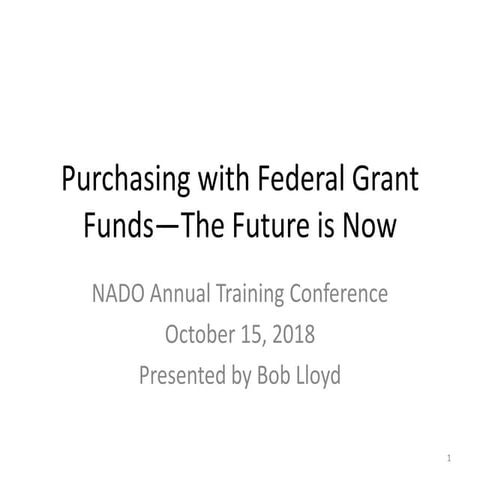 Purchasing with Federal Grant Funds: Lloyd