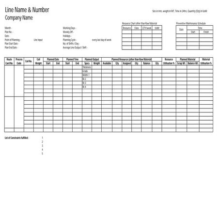 Line Loading & Scheduling Format