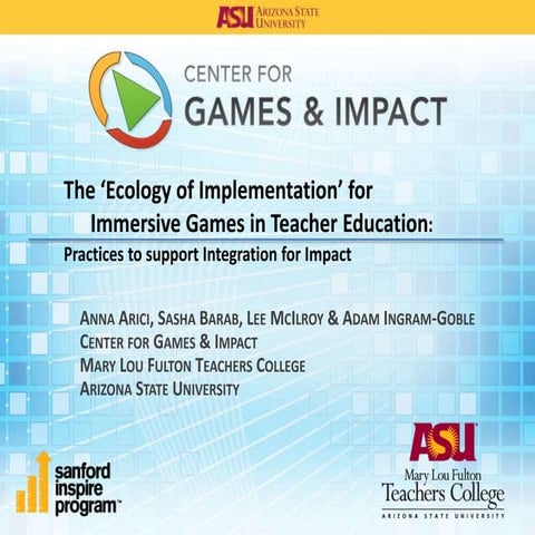 The ‘Ecology of Implementation’ for Immersive Games in Teacher Education: Fro...