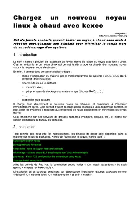 Chargez un noyau linux sans reboot avec kexec