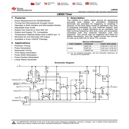 Hoja de datos lm 555 y configuraciones 