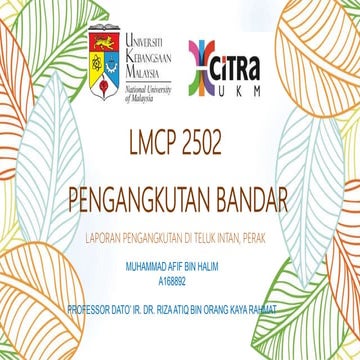 LMCP 2502 PENGANGKUTAN BANDAR (LAPORAN BANDAR)