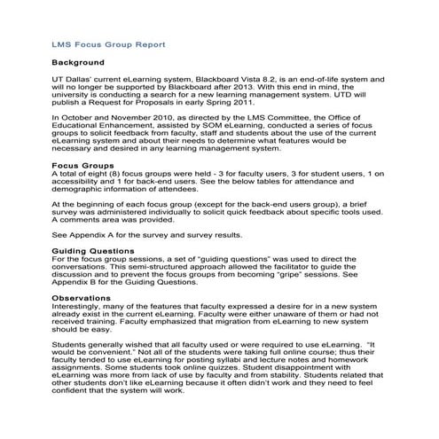 LMS Focus Group Report