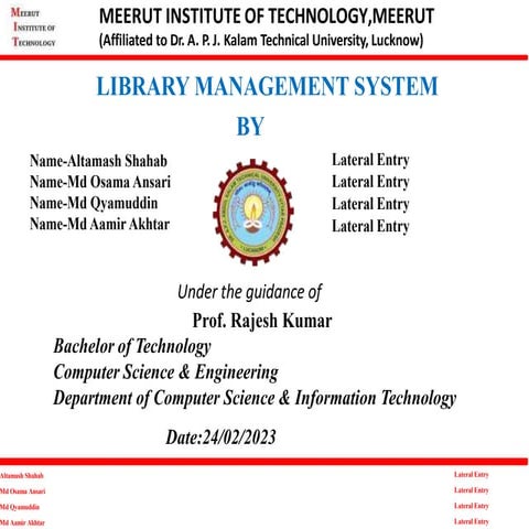 it is powerpoint presentation of library management system which is ...