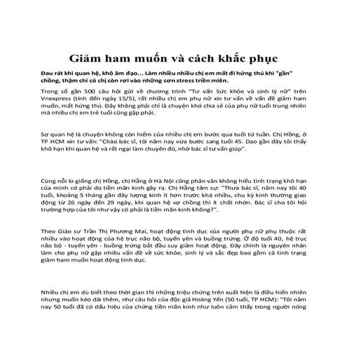 làm sao trị giảm ham muốn tình dục an toàn