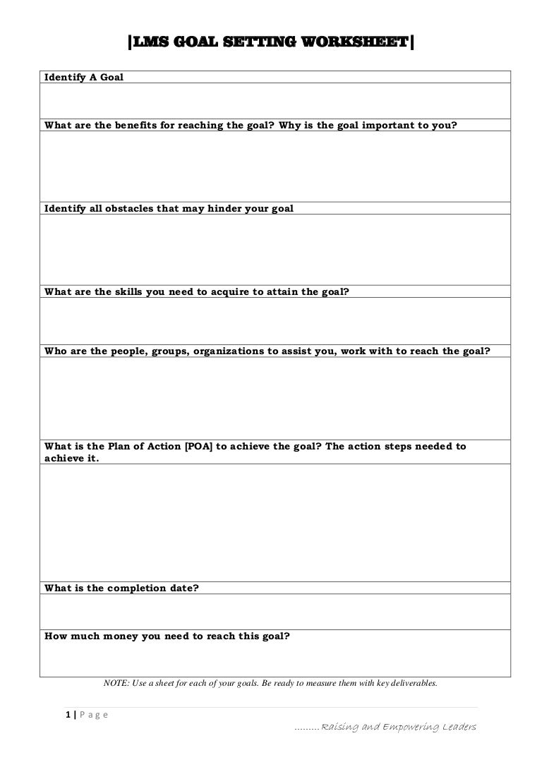 LMS Goal Setting Worksheet