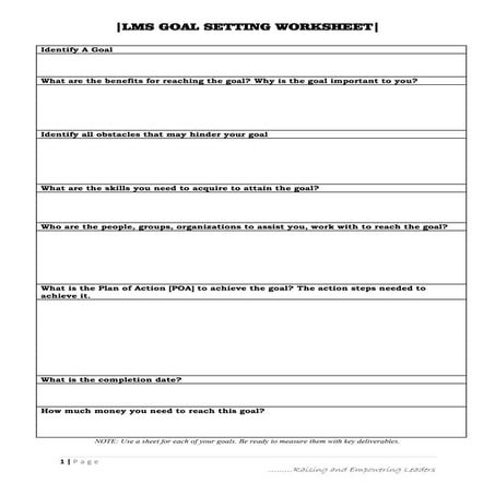 LMS Goal Setting Worksheet